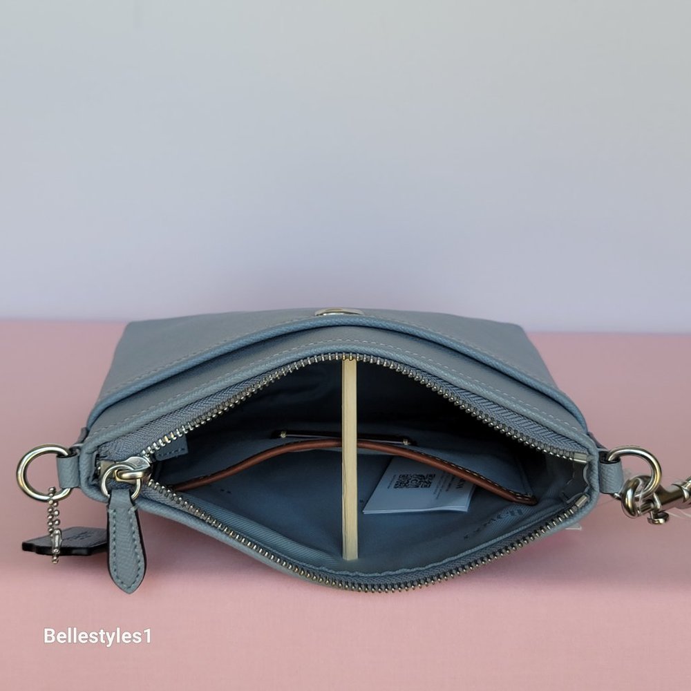 COACH Kitt Crossgrain Leather Messenger Crossbody- Grey Blue color ⭐ - Picture 14 of 16